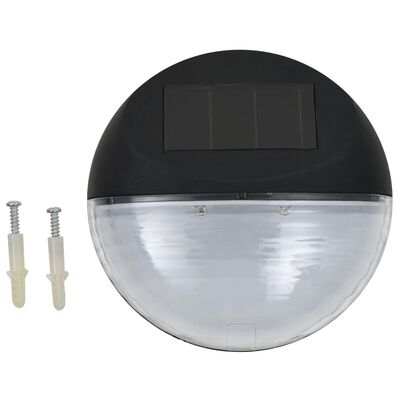 vidaXL Lámparas solares de pared de exterior redondas negro LED 24 uds