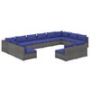 vidaXL Set de muebles de jard&iacute;n 12 pzas cojines rat&aacute;n sint&eacute;tico gris