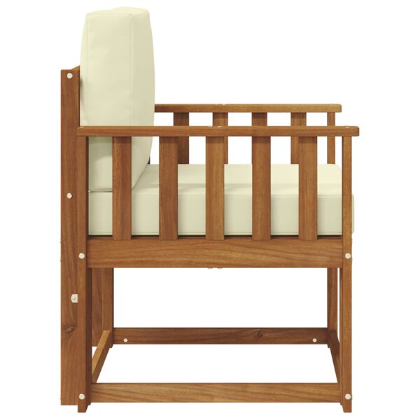 vidaXL Sof&aacute; de exterior Madera de Acacia S&oacute;lida y Poli&eacute;ster Natural