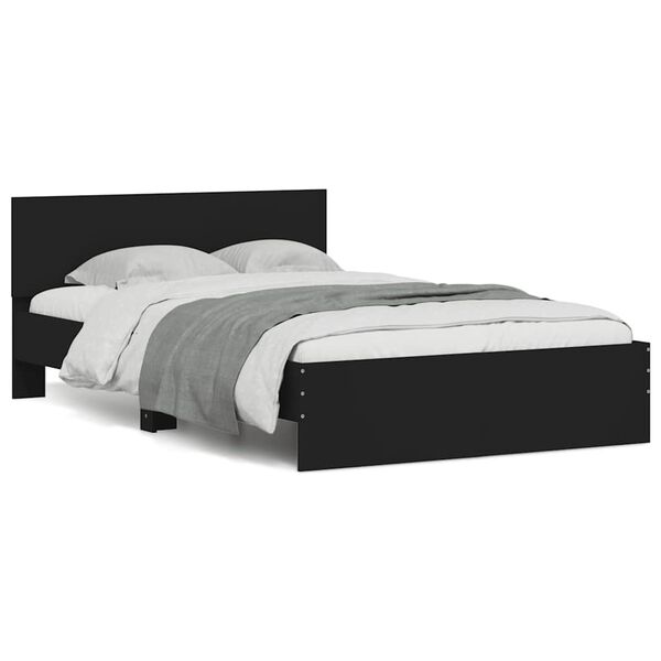 vidaXL Estructura de cama con cabecero y luces LED negro 120x190 cm