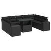 vidaXL Set de sof&aacute;s de jard&iacute;n y cojines 10 pzas rat&aacute;n sint&eacute;tico negro