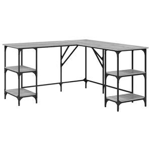 vidaXL Escritorio madera de ingenier&iacute;a gris Sonoma 139x139x75 cm