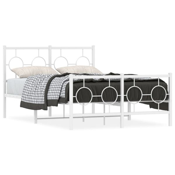 vidaXL Estructura cama sin colch&oacute;n con estribo metal blanco 120x190 cm