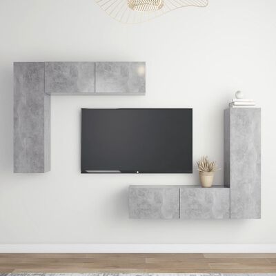 vidaXL Juego de mueble para TV de 4 piezas aglomerado gris hormigón