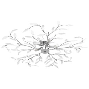 vidaXL L&aacute;mpara de techo brazos cristal forma hoja 5 bombillas blanco