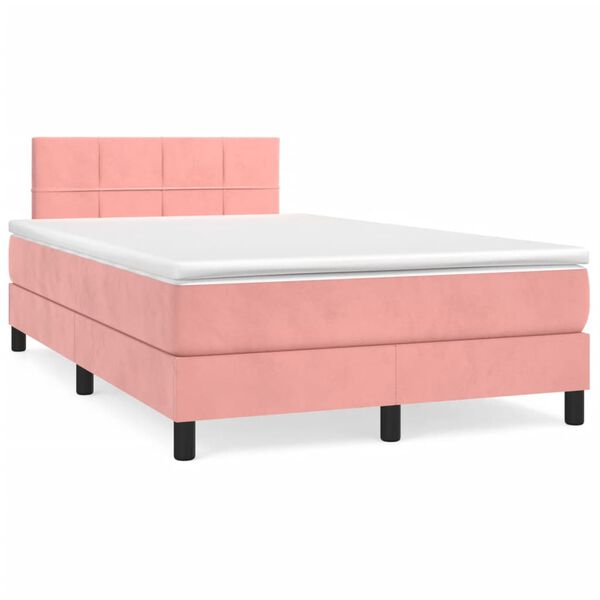 vidaXL Cama box spring con colch&oacute;n terciopelo rosa 120x190 cm