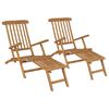 vidaXL Tumbonas con reposapi&eacute;s 2 unidades madera maciza de teca