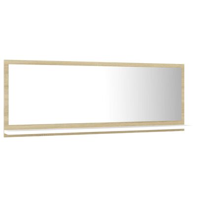 vidaXL Espejo de baño madera contrachapada blanco roble 100x10,5x37 cm