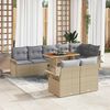 vidaXL Conjunto de sof&aacute; de jard&iacute;n 9 pcs Beige Polirat&aacute;n