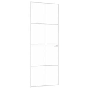 vidaXL Puerta de interior vidrio templado y aluminio blanco 76x201,5cm