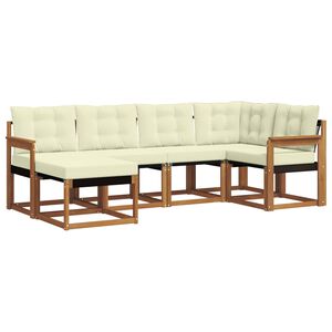 vidaXL Conjunto de sof&aacute;s de exterior 6 uds. Natural y Crema