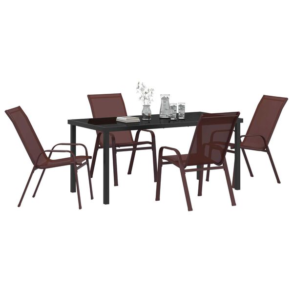 vidaXL Conjunto de Comedor de Jard&iacute;n 5 pcs Marr&oacute;n y Negro