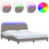 vidaXL Estructura de cama con LED sin colch&oacute;n tela gris taupe 180x200 cm