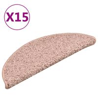 vidaXL Alfombras de peldaños de escalera 15 uds rosa clara 56x17x3 cm
