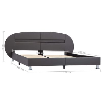 vidaXL Estructura de cama con LED cuero sintético gris 140x200 cm