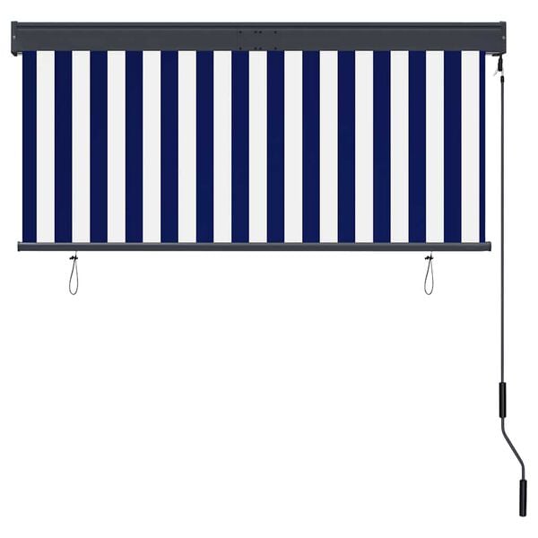 vidaXL Estor enrollable de exterior azul y blanco 140x250 cm