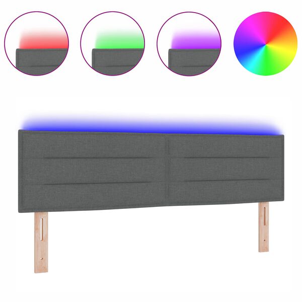 vidaXL Cabecero LED con luces de tiras LED Gris oscuro 160 cm tela