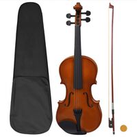 vidaXL Juego completo de violín con arco y barbada madera oscura 4/4