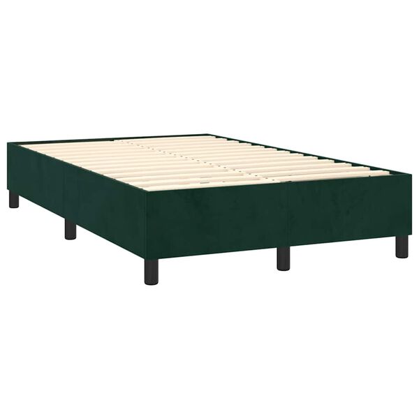 vidaXL Cama box spring con colch&oacute;n terciopelo verde oscuro 140x190 cm
