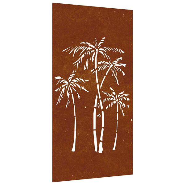 vidaXL Adorno de pared de jard&iacute;n acero corten dise&ntilde;o palmera 105x55 cm