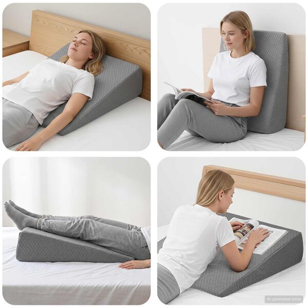 vidaXL Almohada en forma de cu&ntilde;a Liso Gris 69 x 64 x 19 cm