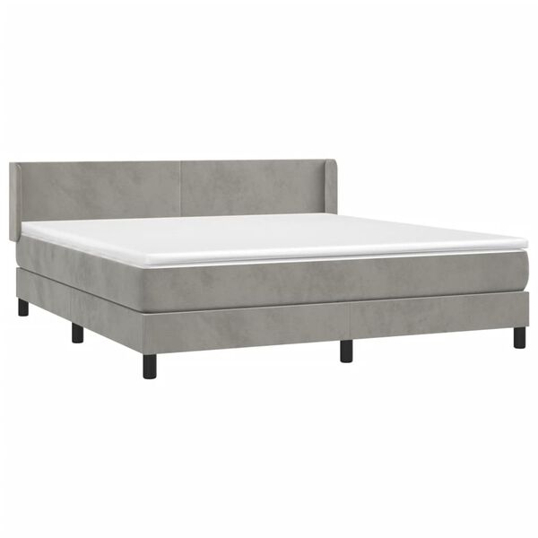 vidaXL Cama box spring con colch&oacute;n terciopelo gris claro 160x200 cm