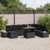 vidaXL Conjunto de sof&aacute; de jard&iacute;n 9 pcs Negro Polirat&aacute;n