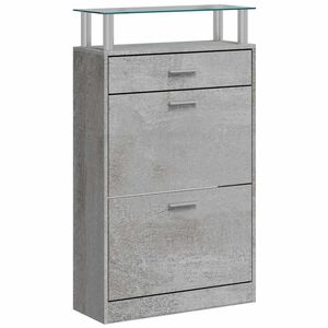 vidaXL Zapatero madera contrachapada gris hormig&oacute;n 63x24x104 cm