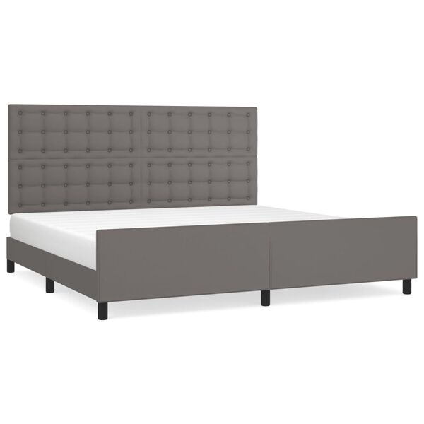 vidaXL Estructura de cama sin colchón cuero sintético gris 200x200 cm