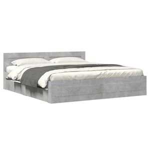 vidaXL Cama con cabecero madera ingenier&iacute;a gris hormig&oacute;n 200x200 cm