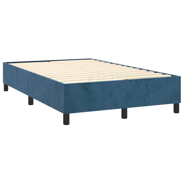 vidaXL Cama box spring con colch&oacute;n terciopelo azul oscuro 120x190 cm
