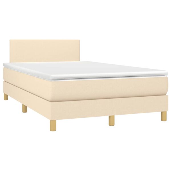 vidaXL Cama box spring con colch&oacute;n tela color crema 120x190 cm