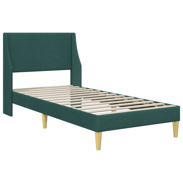 vidaXL Estructura de cama con cabecera Verde oscuro 90 x 200 cm tela