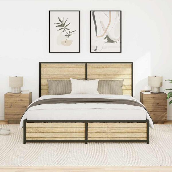 vidaXL Armario de Noche 2 pcs Roble artesanal 45 x 40 x 55 cm