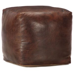 vidaXL Puf marr&oacute;n oscuro 40x40x40 cm cuero genuino de cabra