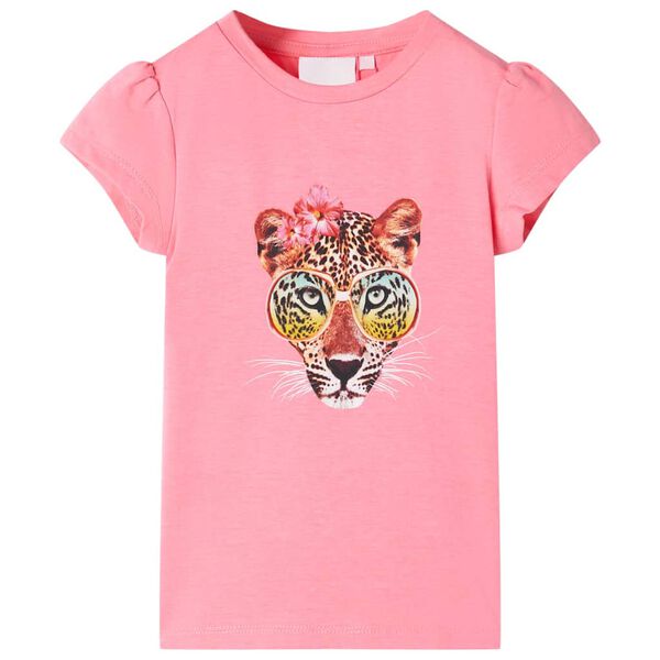 Camiseta infantil rosa ne&oacute;n 104