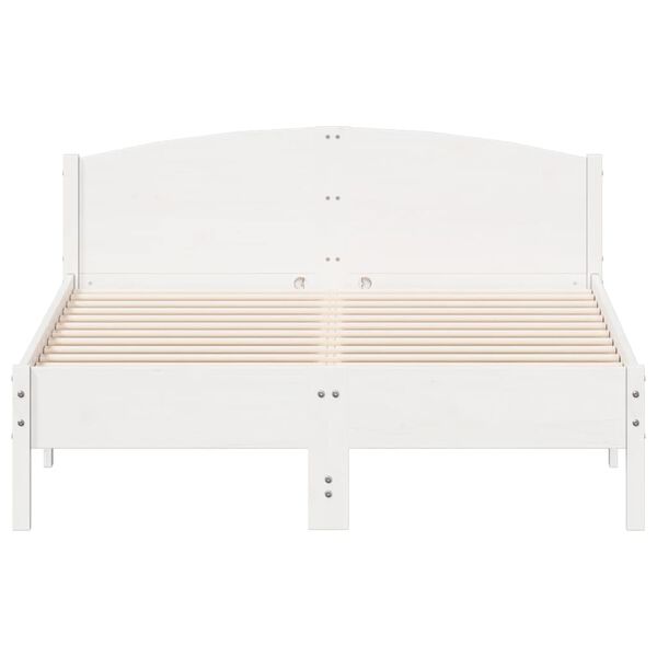 vidaXL Estructura de cama sin colch&oacute;n madera de pino blanco 135x190 cm