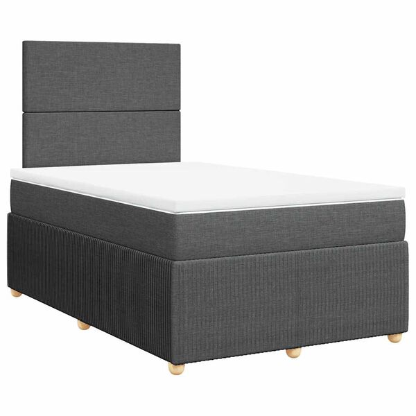 vidaXL Cama box spring con colch&oacute;n tela gris oscuro 120x200 cm
