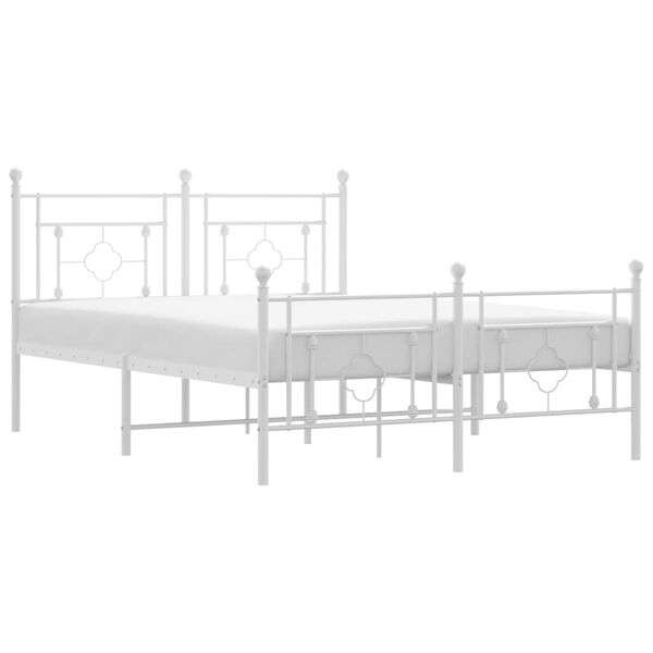 vidaXL Estructura cama sin colch&oacute;n con estribo metal blanco 140x190 cm