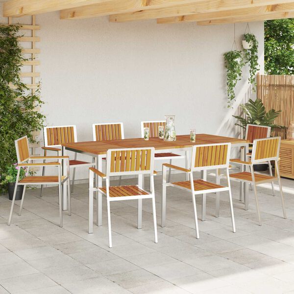 vidaXL Silla de Jard&iacute;n 8 pcs Marr&oacute;n Madera de Acacia S&oacute;lida