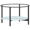 vidaXL Mesa de centro vidrio templado negro y m&aacute;rmol blanco 70 cm