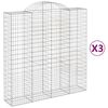 vidaXL Cestas de gaviones 3 uds forma de arco hierro 200x50x200/220 cm