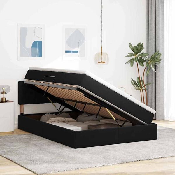 vidaXL Cama con almacenamiento y LED Negro 140 x 190 cm Terciopelo