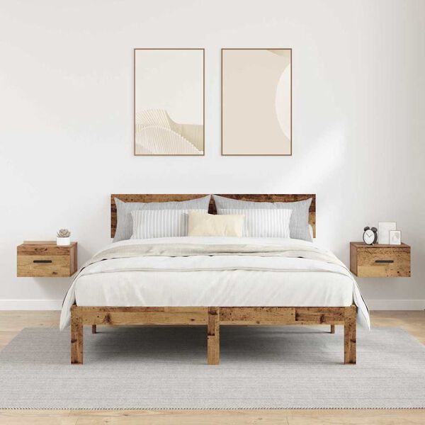 vidaXL Armario de Noche 2 pcs Madera vieja 35 x 35 x 20 cm