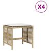 vidaXL Taburetes de jard&iacute;n con cojines 4 uds rat&aacute;n PE beige 41x41x36cm
