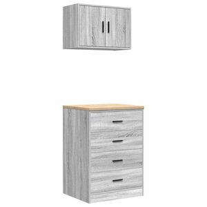 vidaXL Armarios 2 uds para garaje madera ingenier&iacute;a gris sonoma