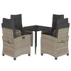vidaXL Set comedor de jard&iacute;n 5 pzas cojines rat&aacute;n sint&eacute;tico gris claro
