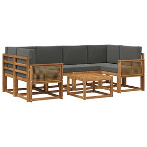 vidaXL Conjunto de sof&aacute;s de exterior 7 uds. Natural y Antracita