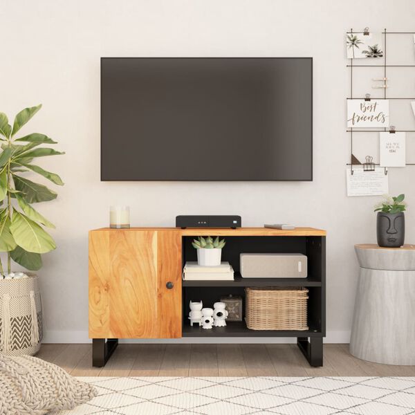 vidaXL Mueble de TV madera acacia y madera contrachapada 80x33x46 cm