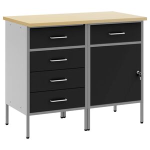 vidaXL Armario de trabajo 2 uds. Negro y Gris 100 x 55 x 85 cm
